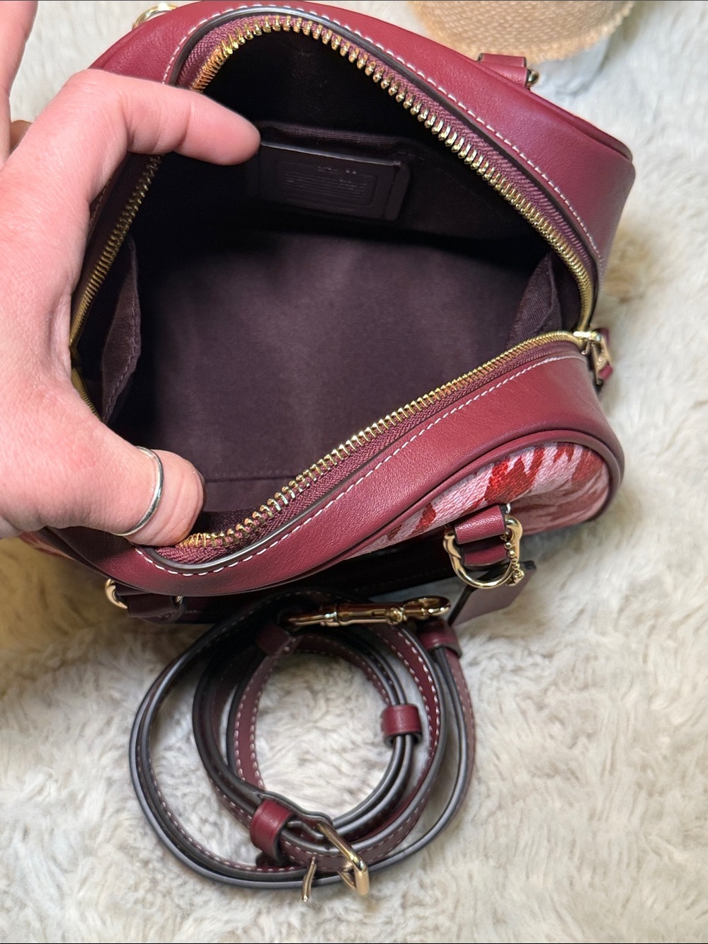 ✨NWT COACH Red Houndstooth Dome Satchel Bag✨ - Picture 8 of 12